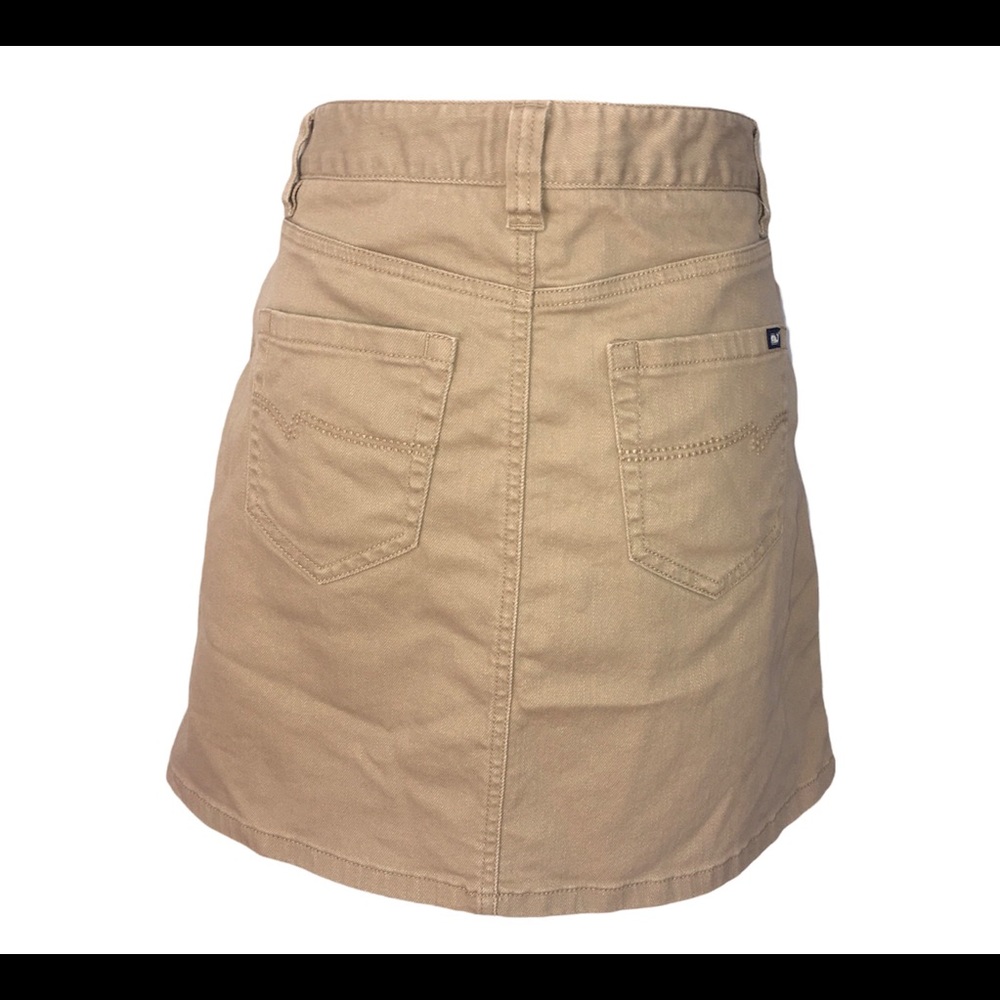 Vineyard Vines brown Jeans Mini Skirt Sz 4 100% Cotton Short Skirt Denim Pockets - Picture 3 of 8